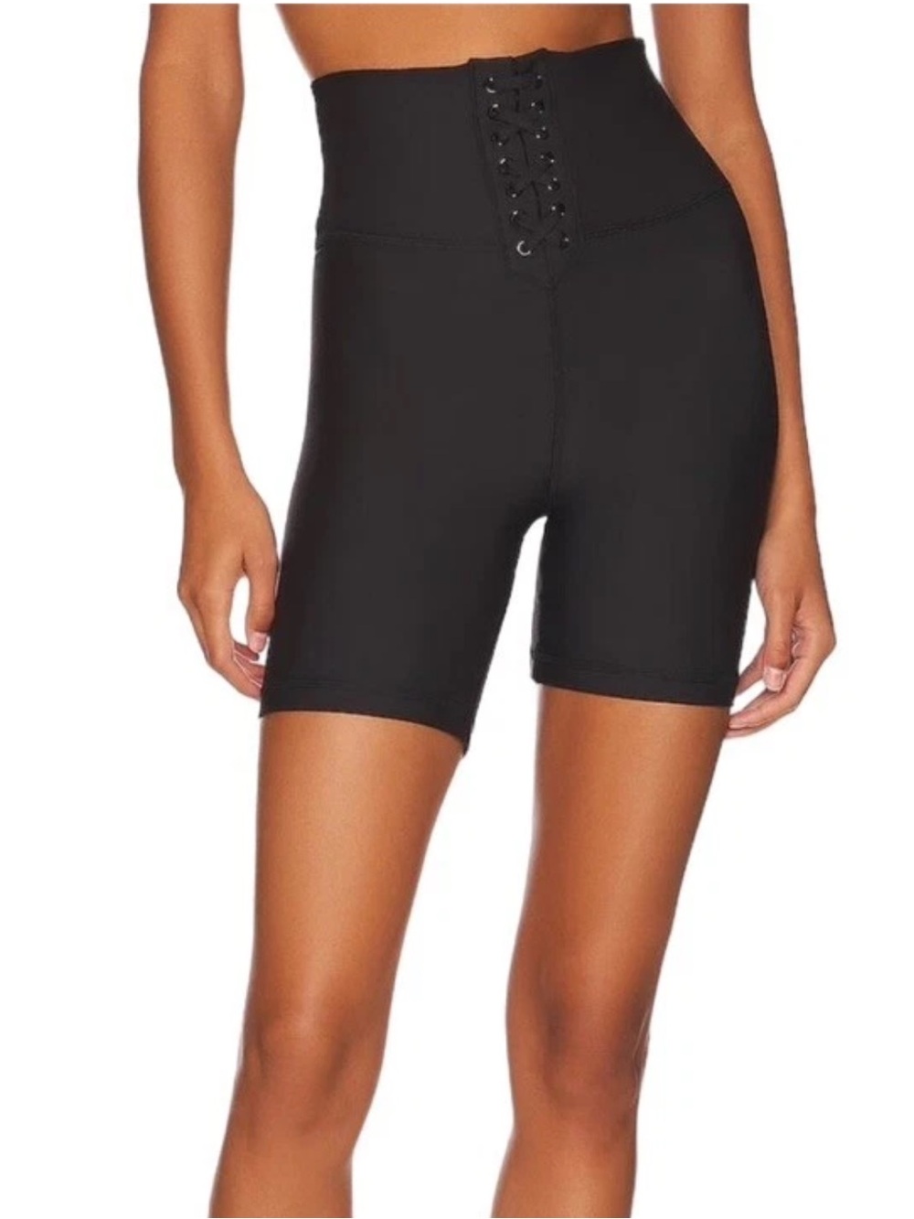 WeWoreWhat - Black Lace Up Biker Short